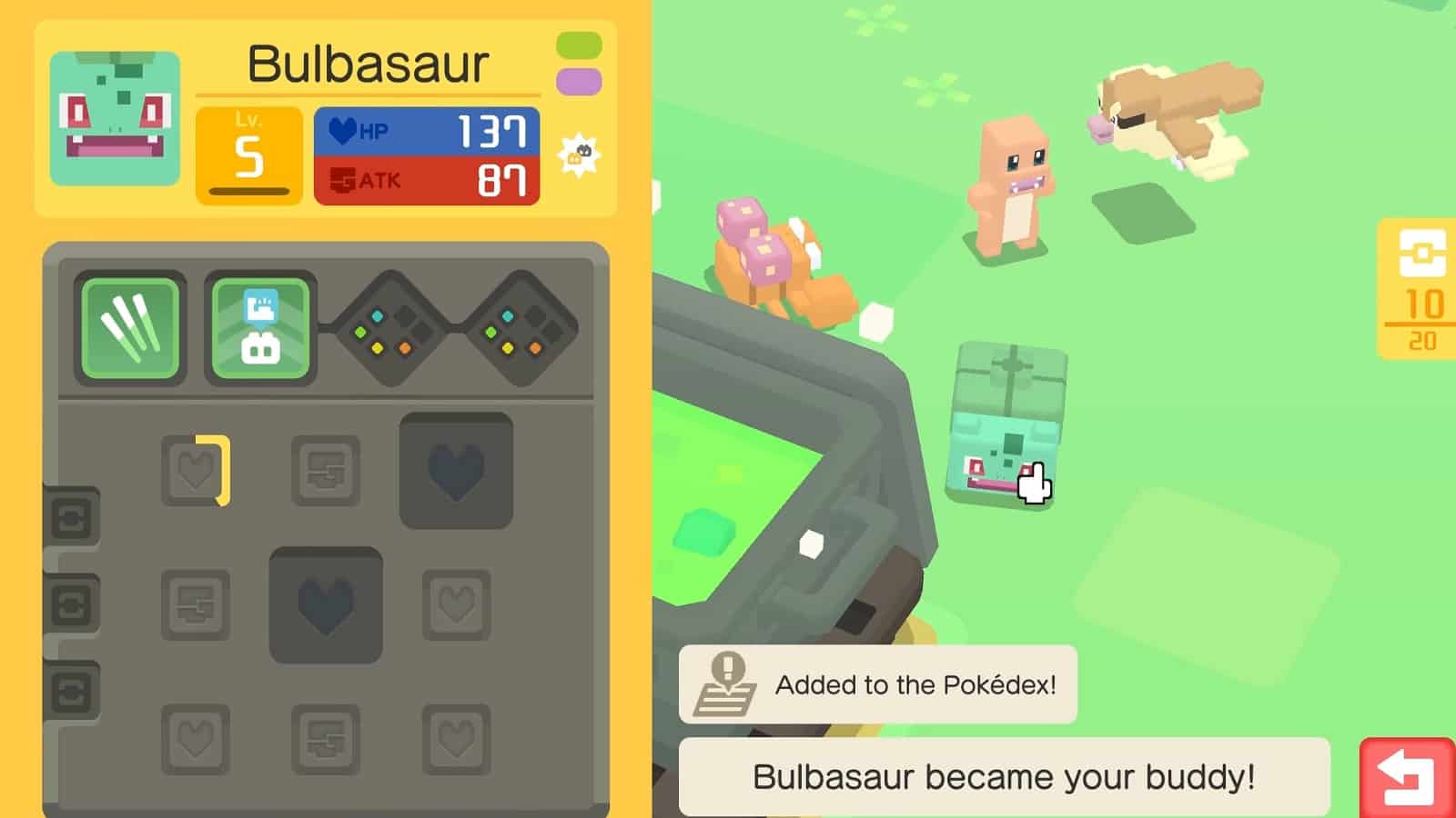 screenshot of the pokedex in Pokemon Quest
