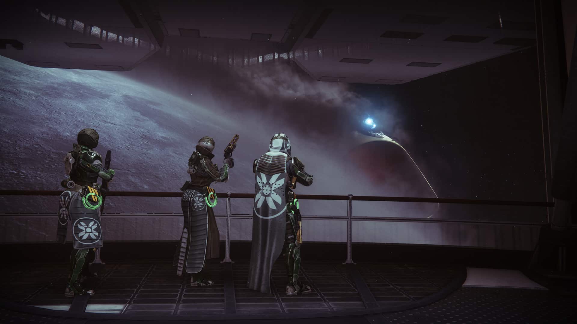 Destiny 2 Season of the Haunted key art showing Guardians watching the Leviathan