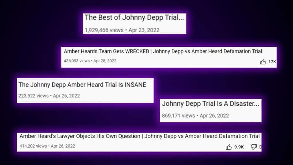 youtube titles about johnny depp trial