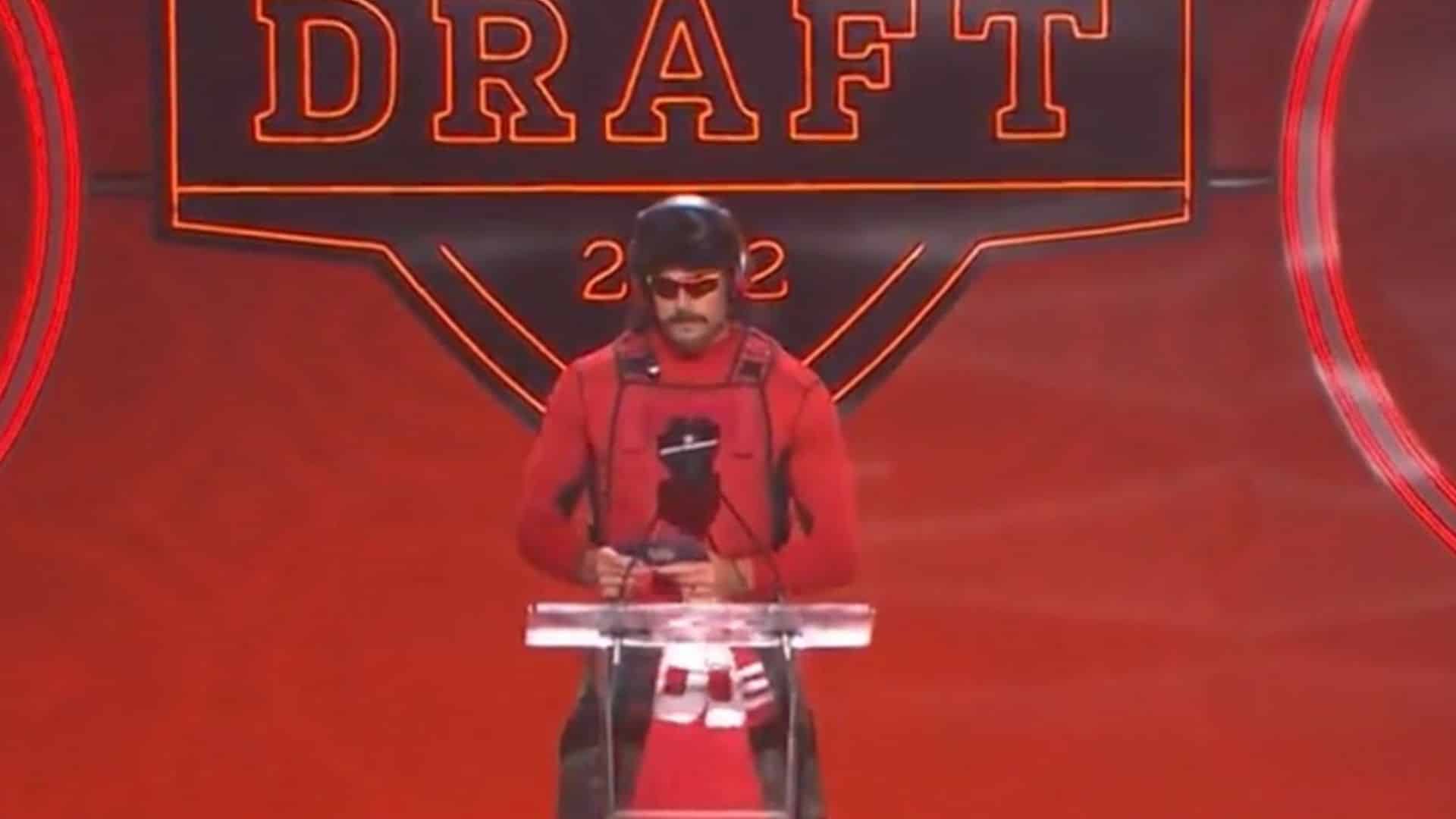 Dr Disrespect on NFL draft stage making draft pick