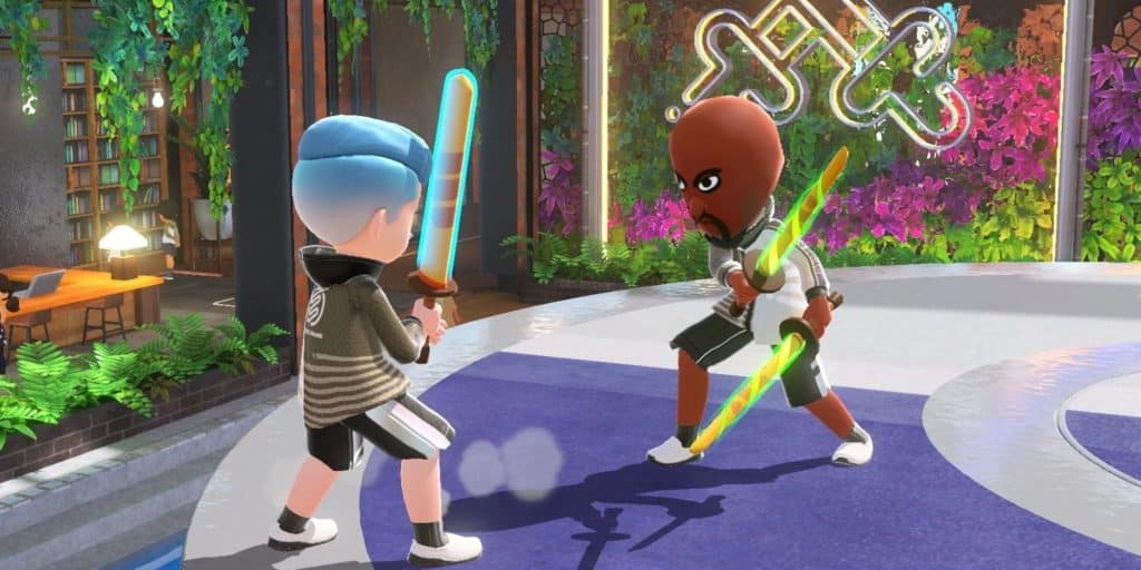 Nintendo Switch Sports mii sword fighting versus avatar