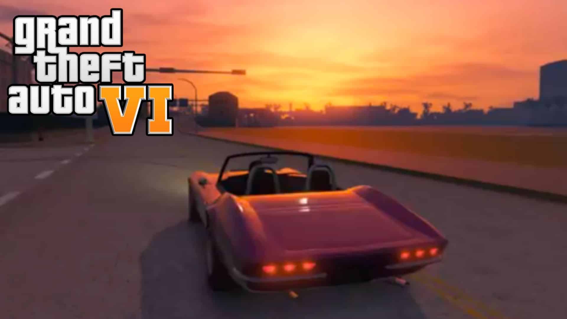 Convertible car in Vice City with GTA 6 logo