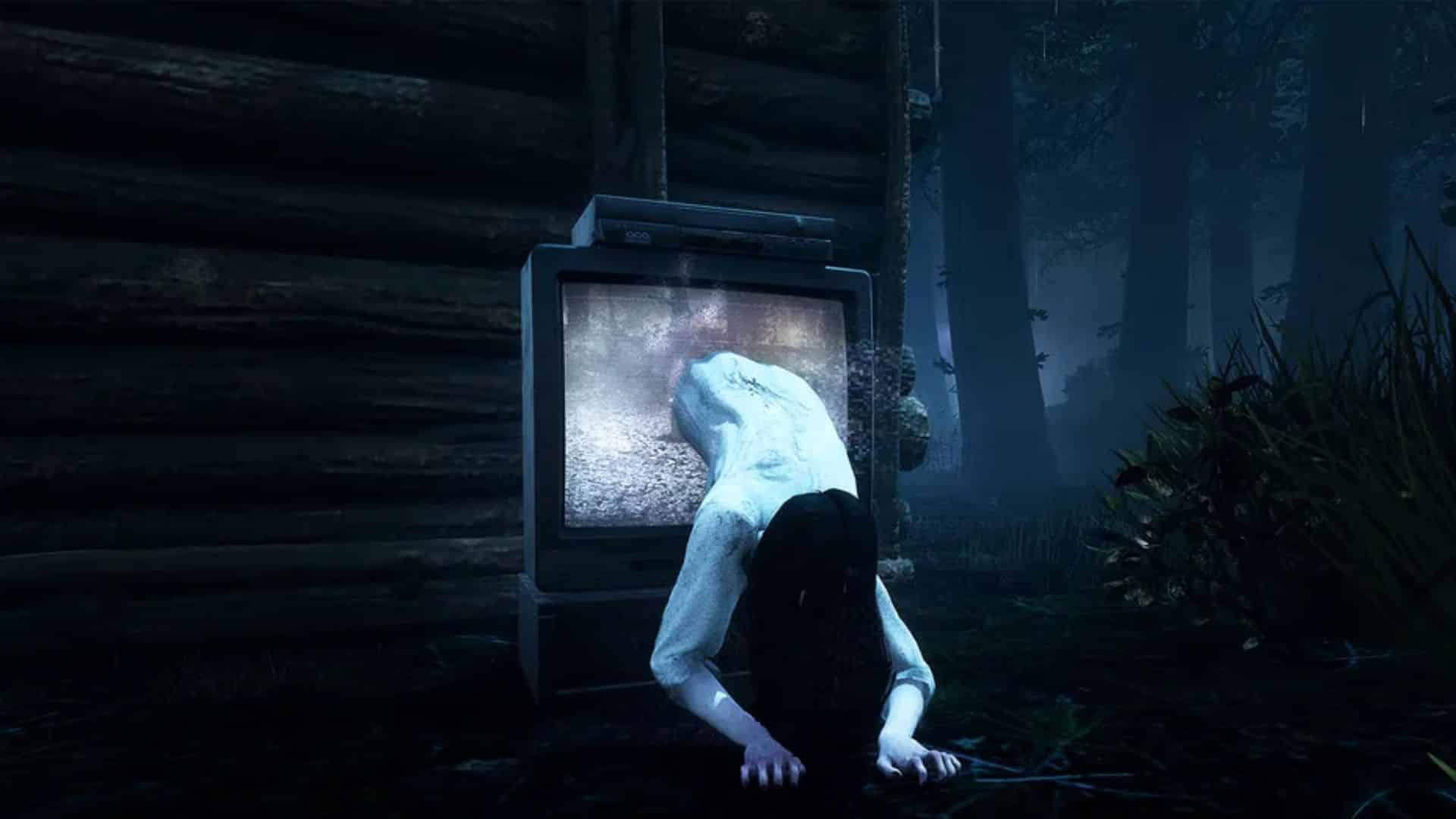sadako climbing out of tv in dead by daylight