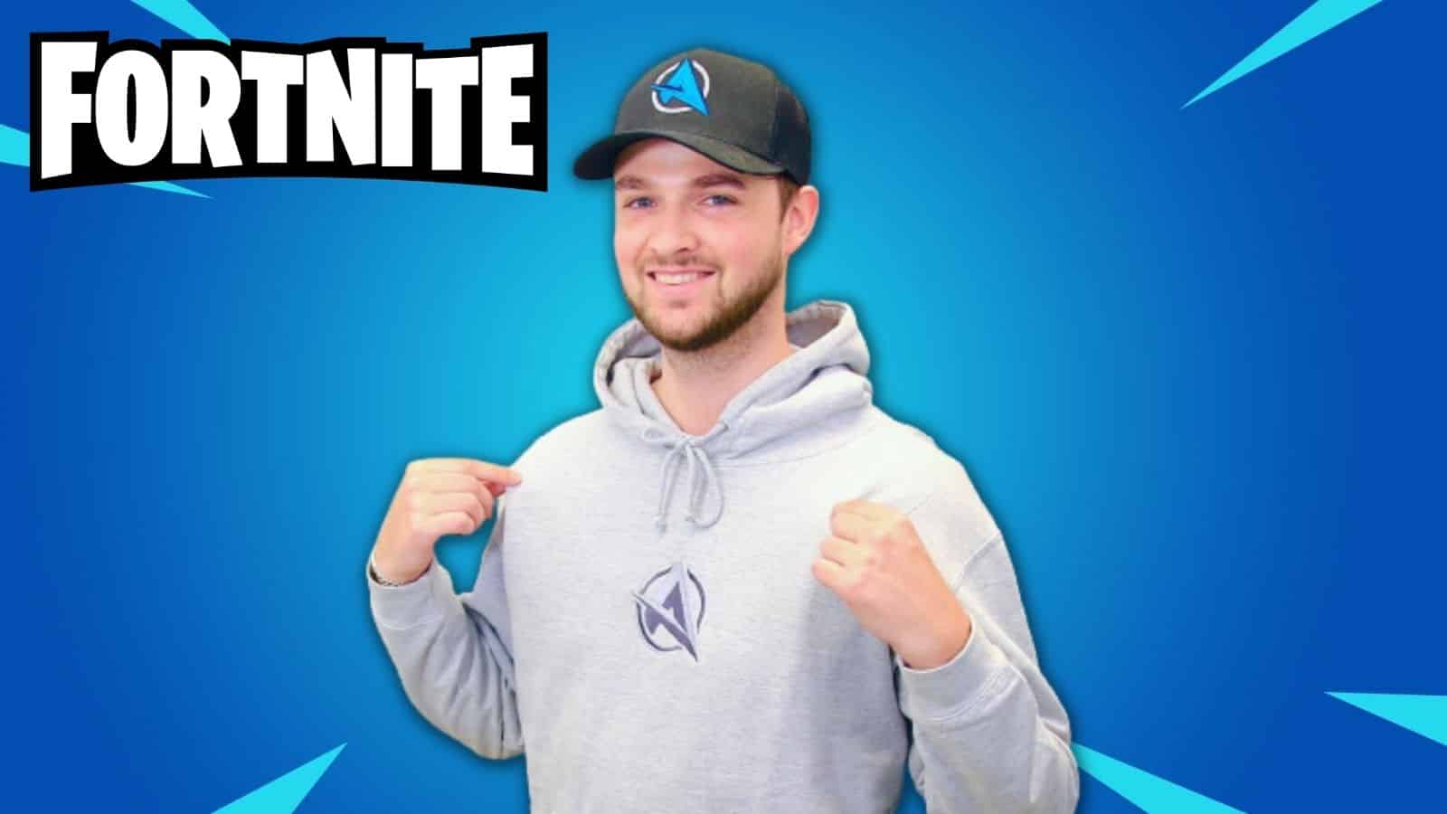 Ali-a on fortnite background with logo thumbnail