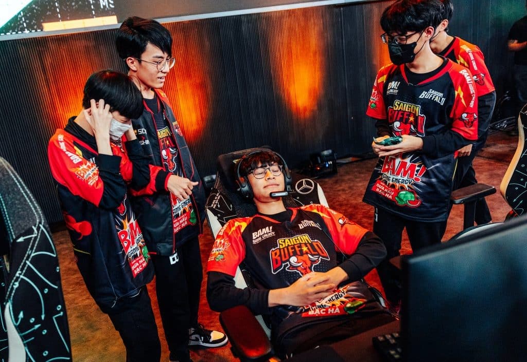 Saigon Buffalo Froggy leaning back in chair at MSI 2022