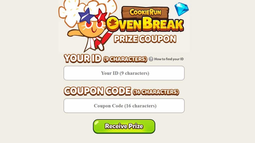 Website for redeeming Cookie Run: Overbreak codes