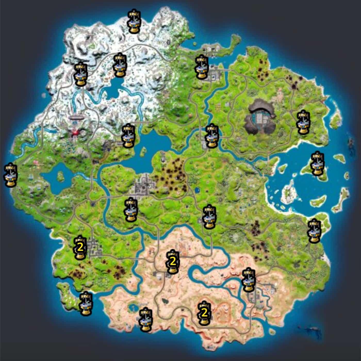 Upgrade Bench locations on the Fortnite map