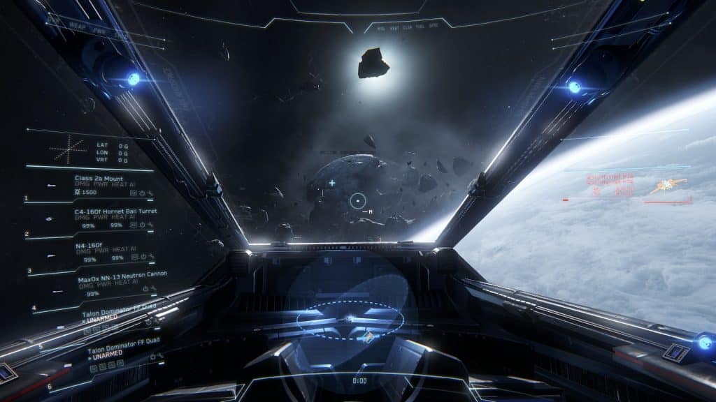 Star Citizen player in cockpit of ship