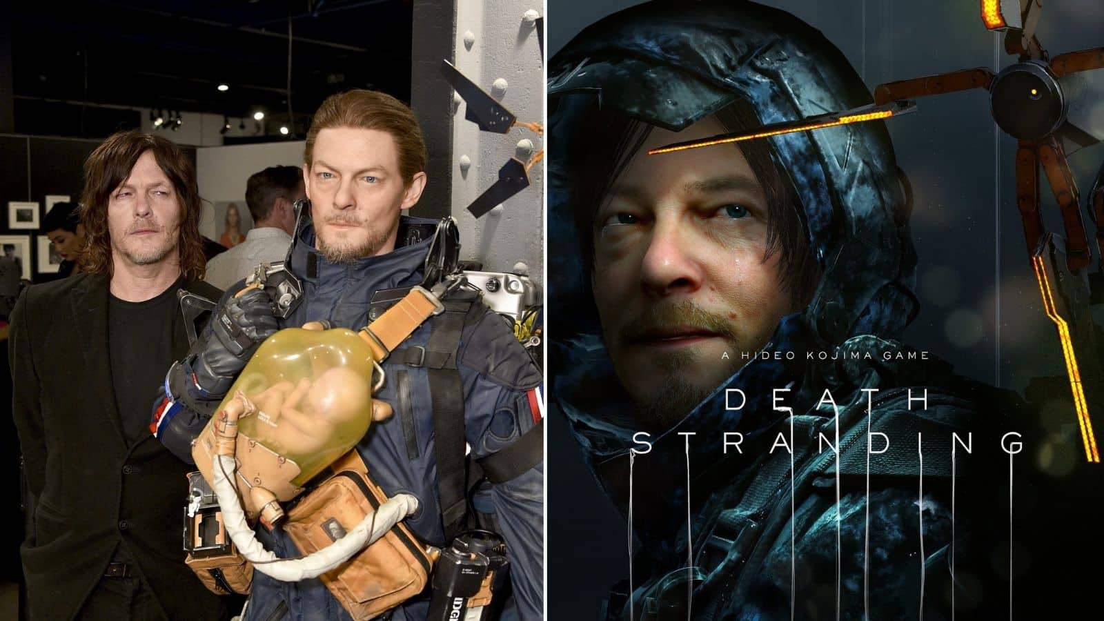death stranding norman reedus with sam statue thumbnail