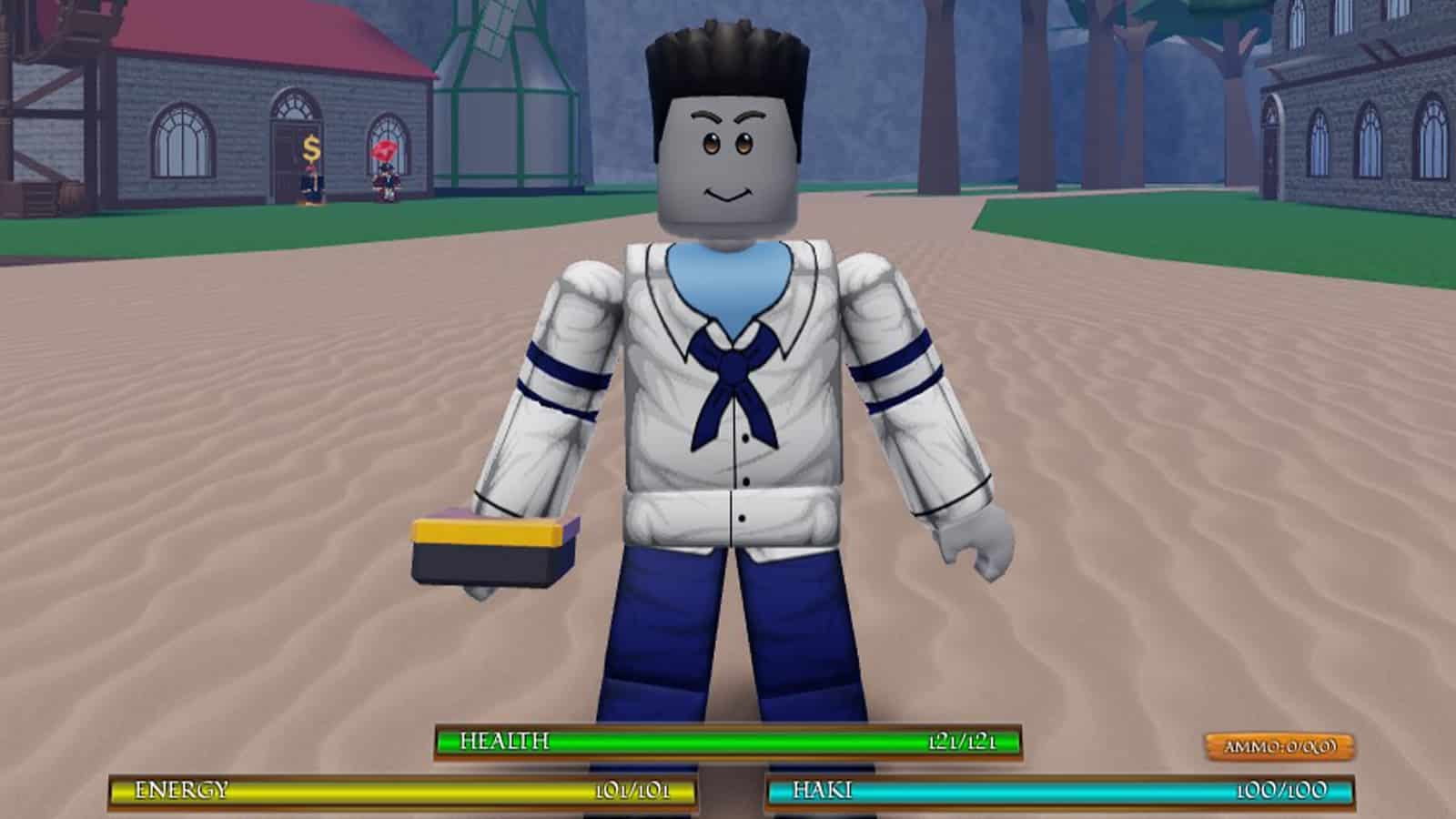 A marine character from True Piece Roblox where players can use codes to unlock free gems.