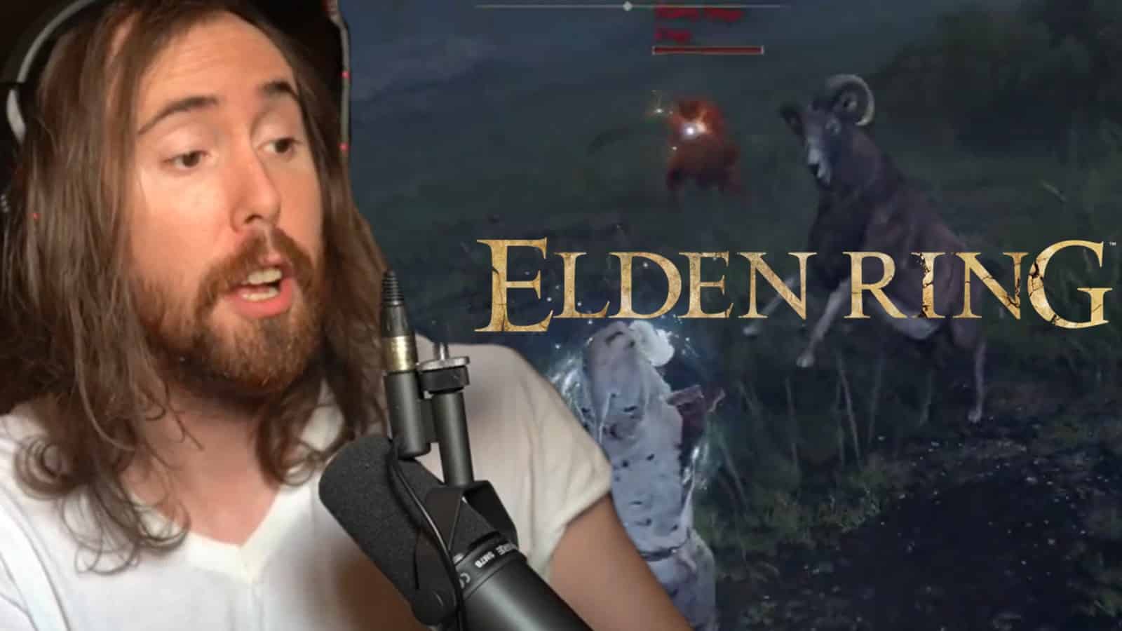 Asmongold streaming and being killed by goat in Elden Ring