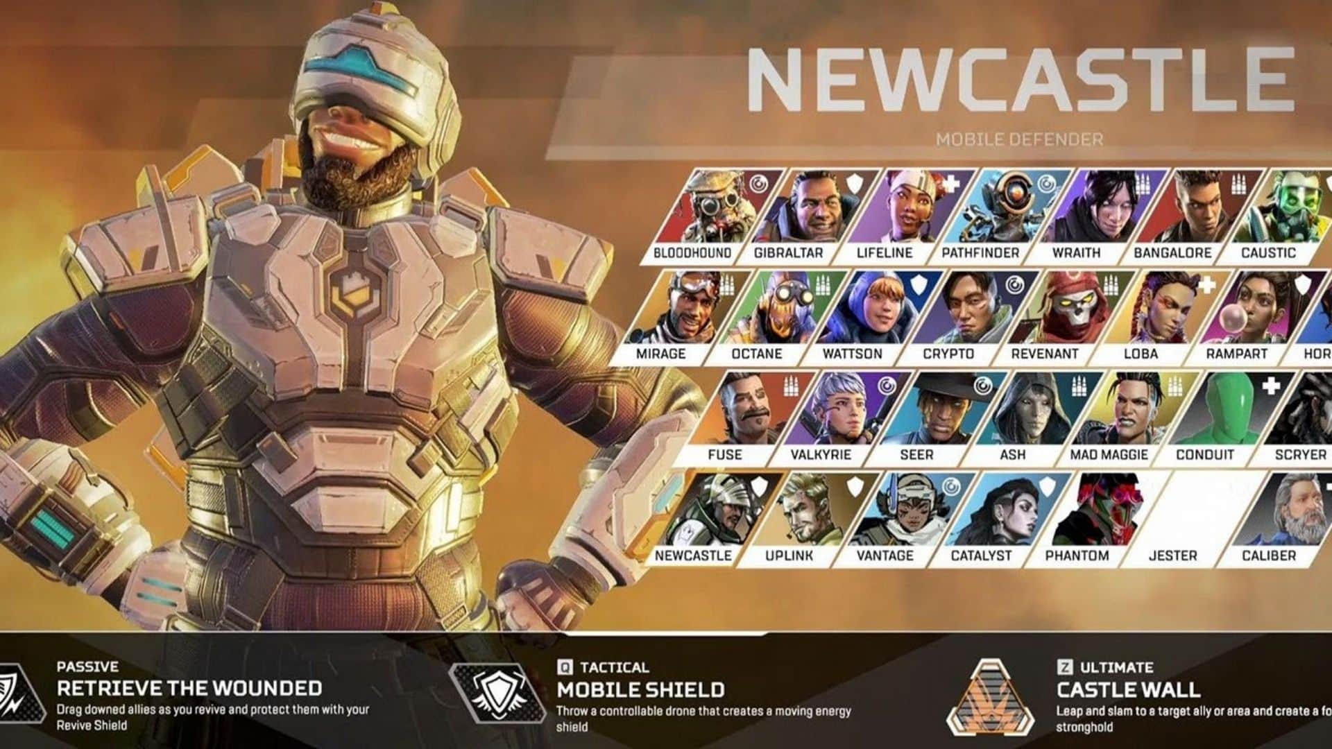 newcastle on apex character selection screen