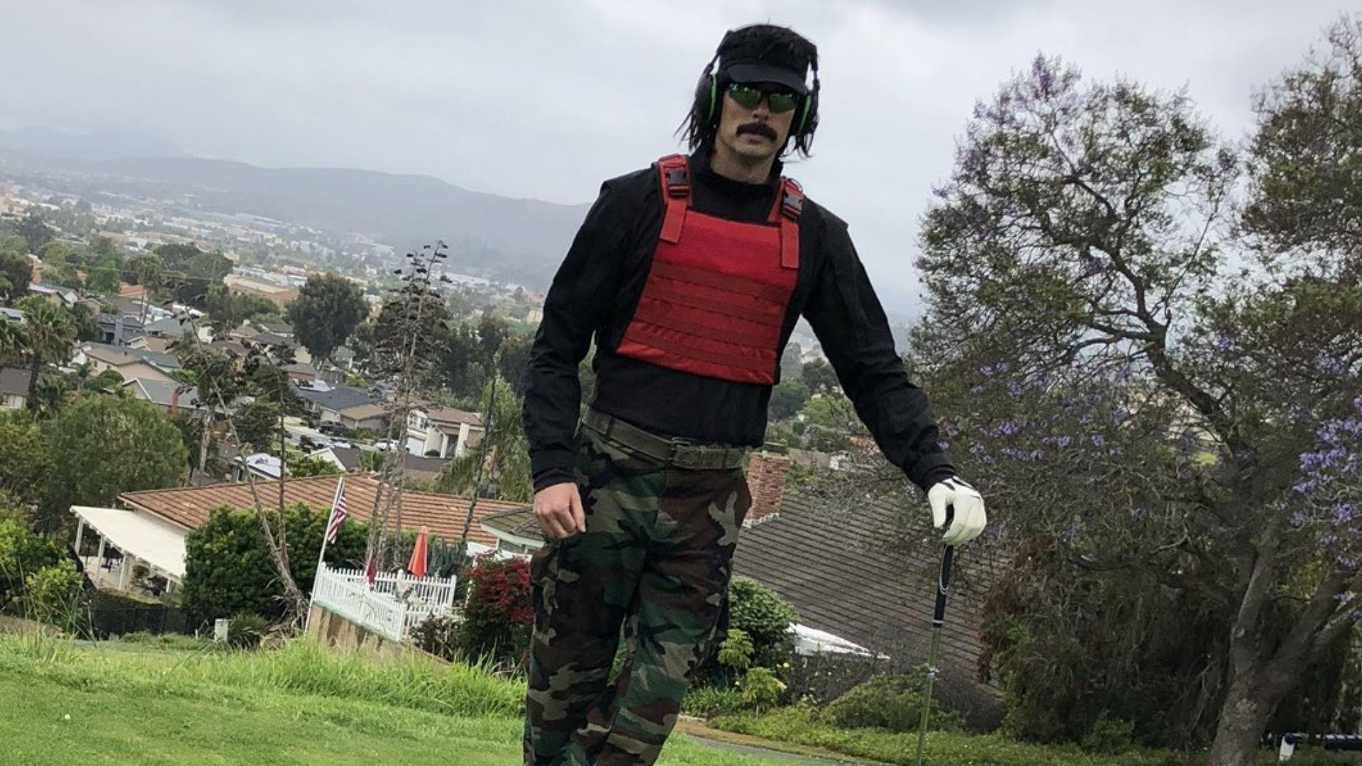 dr disrespect walking with golf club in hand