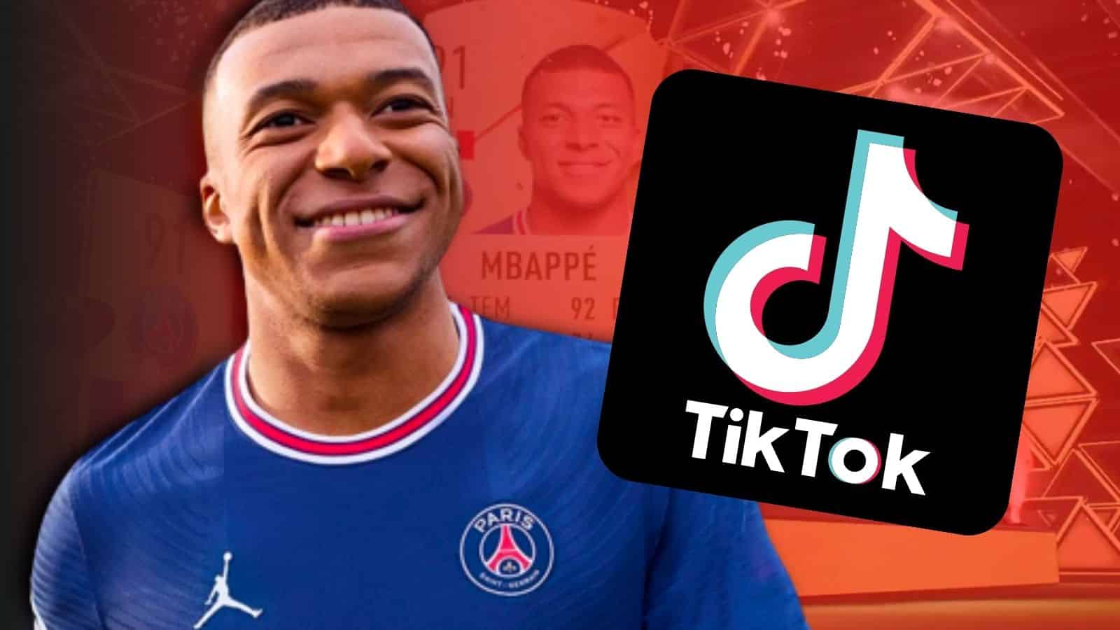 mbappe with fifa 22 pack on tiktok