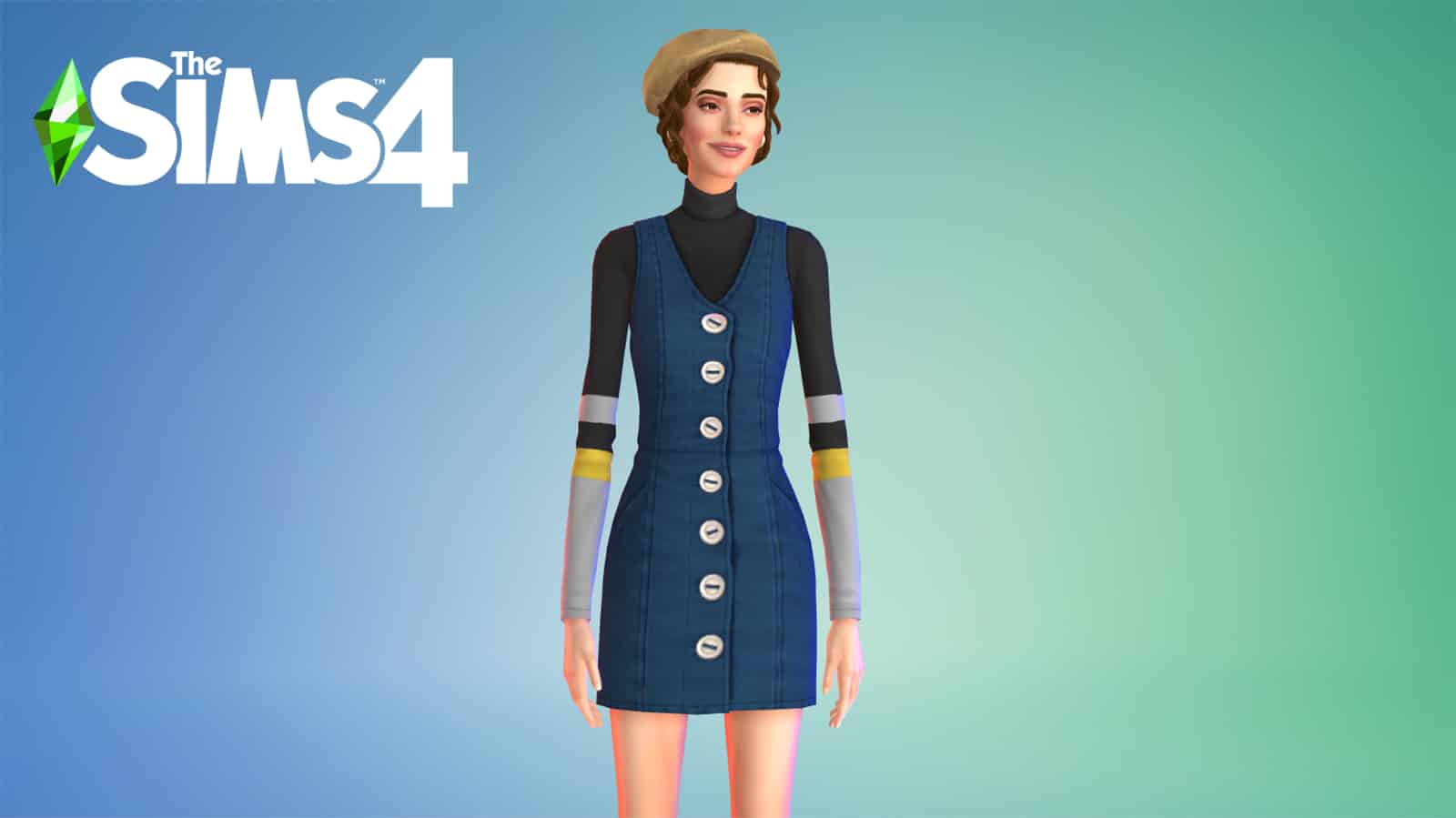 A sim standing in CAS, where the new pronouns feature is located