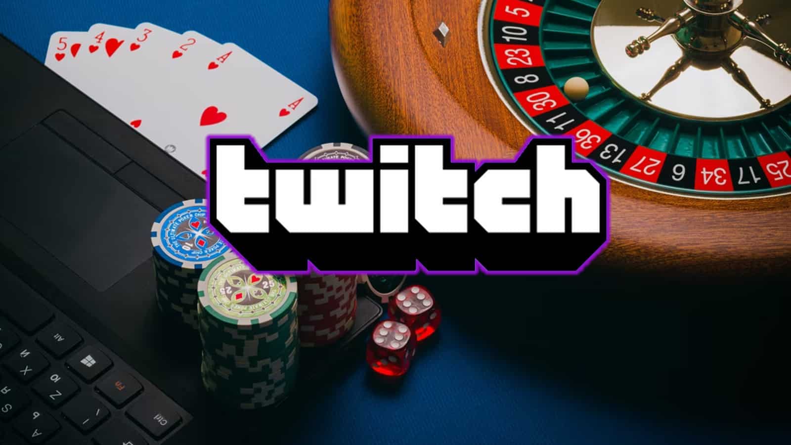 Twitch logo over gambling casino image