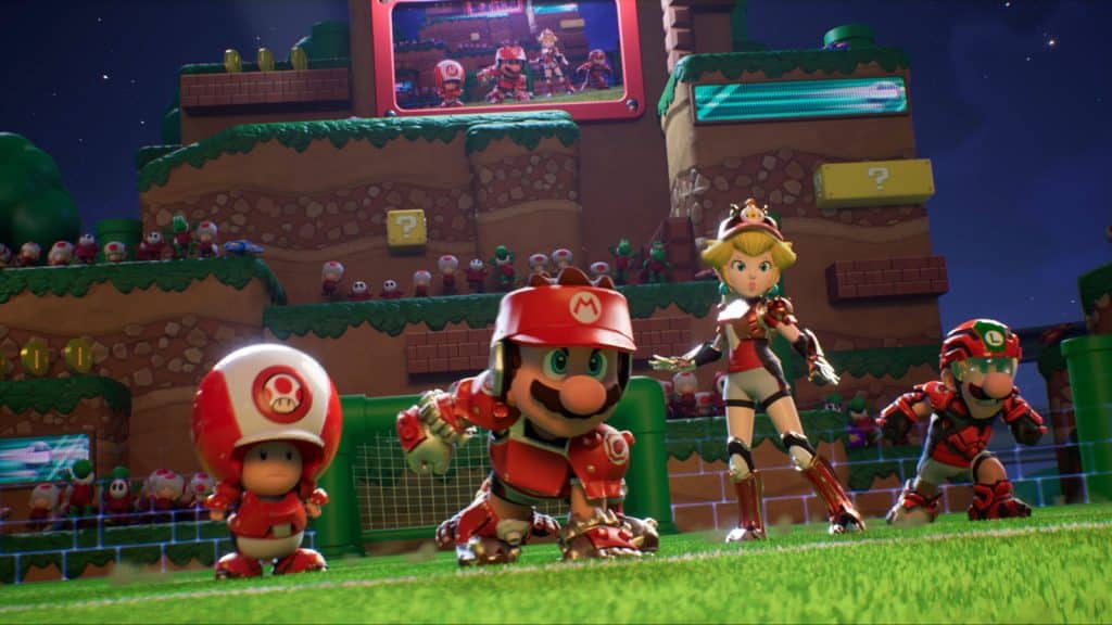Mario Strikers Battle League characters in a team