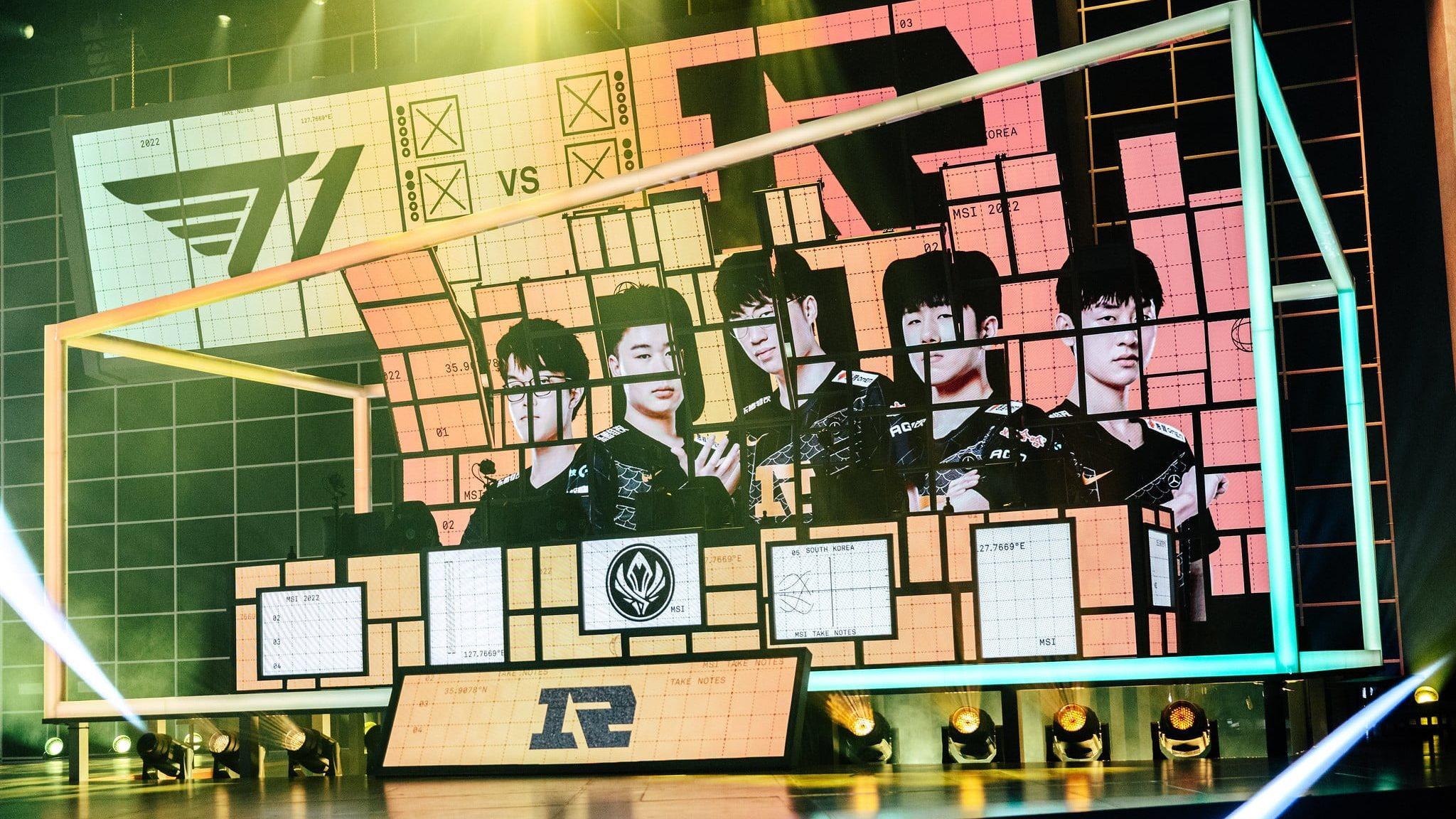 RNG player images on stage at MSI 2022