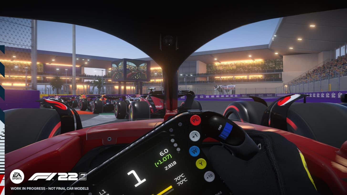 F1 22 screenshot showing first-person racing.