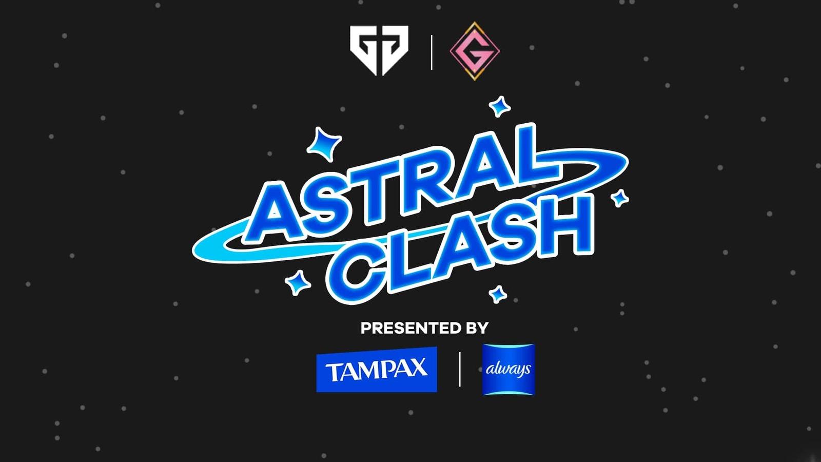 Astral Clash logo with Gen.G, Galorants and other logos featured