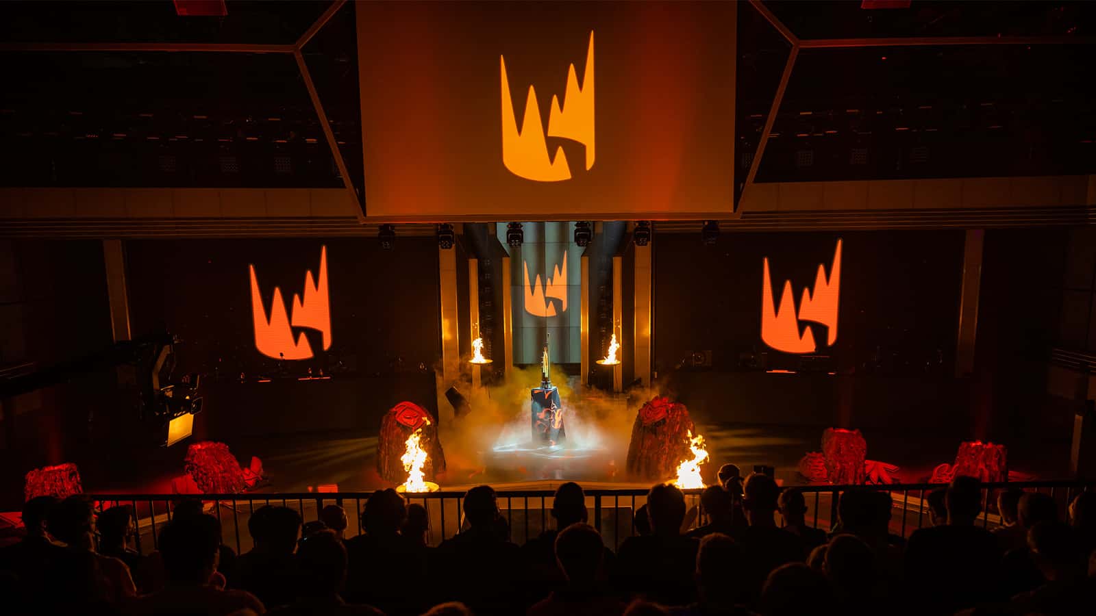 LEC stage lit in red