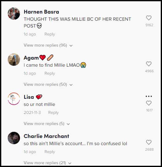 Millie Bobby Brown TikTok comments