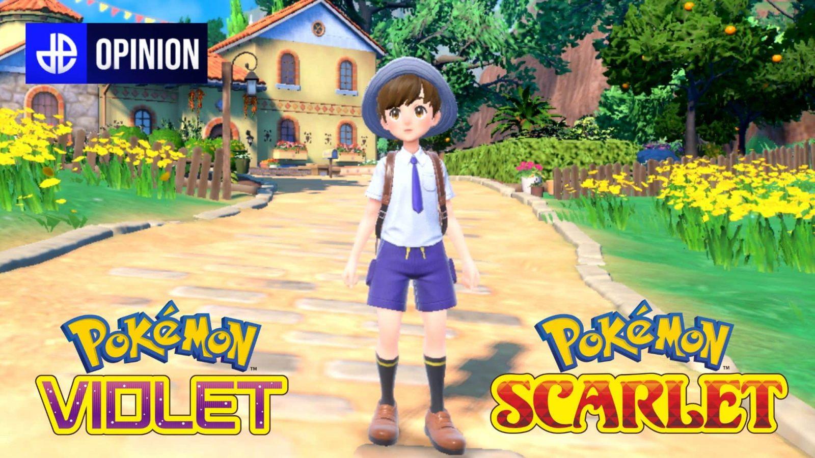 pokemon trainer standing in road in scarlet and violet