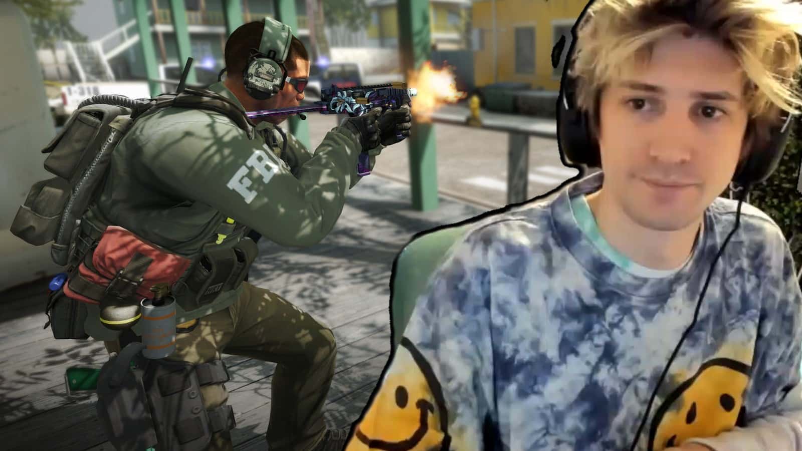 CS:GO game screenshot with xQc streaming on Twitch