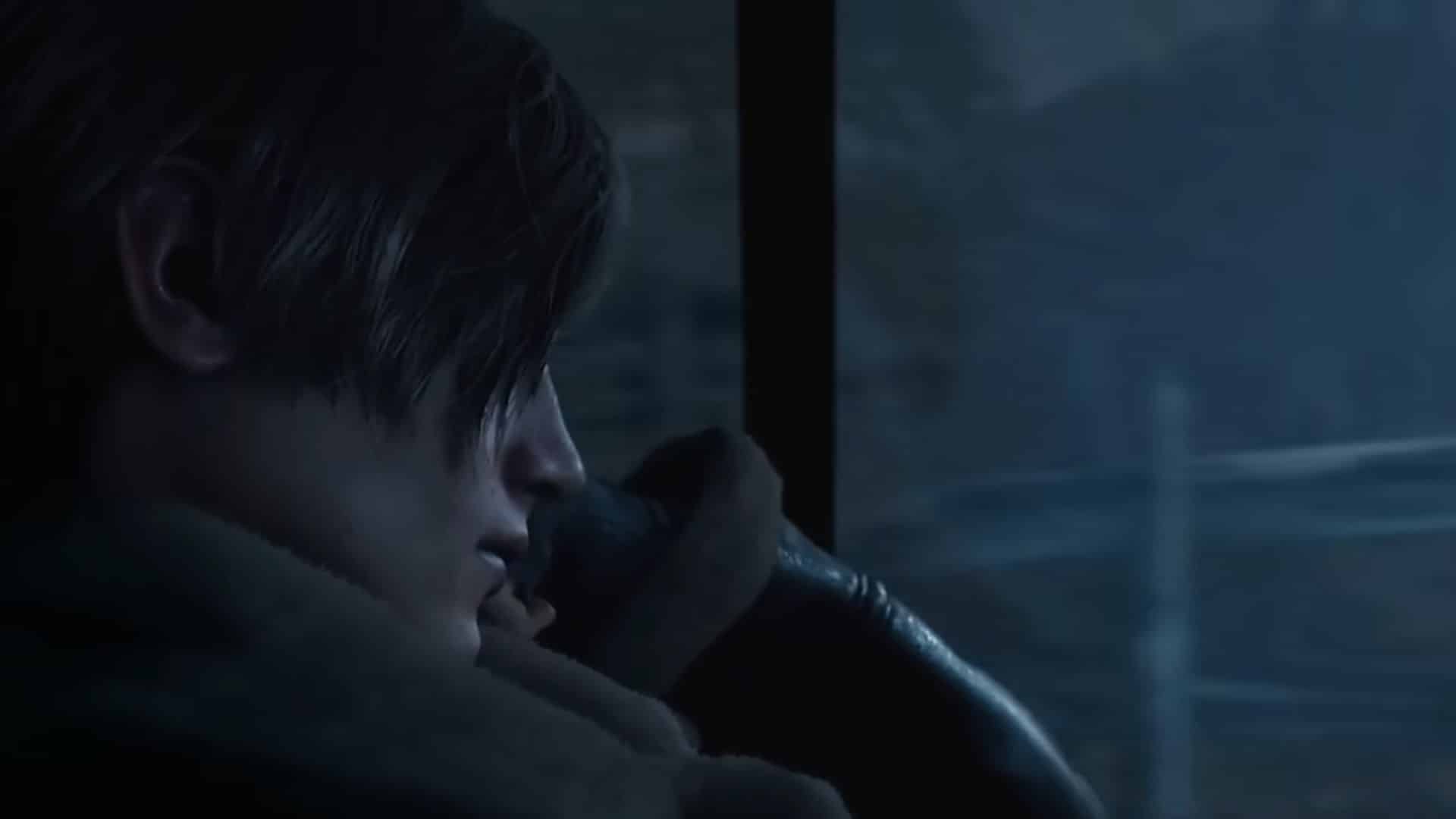 leon kennedy leaning on car window in resident evil 4 remake trailer