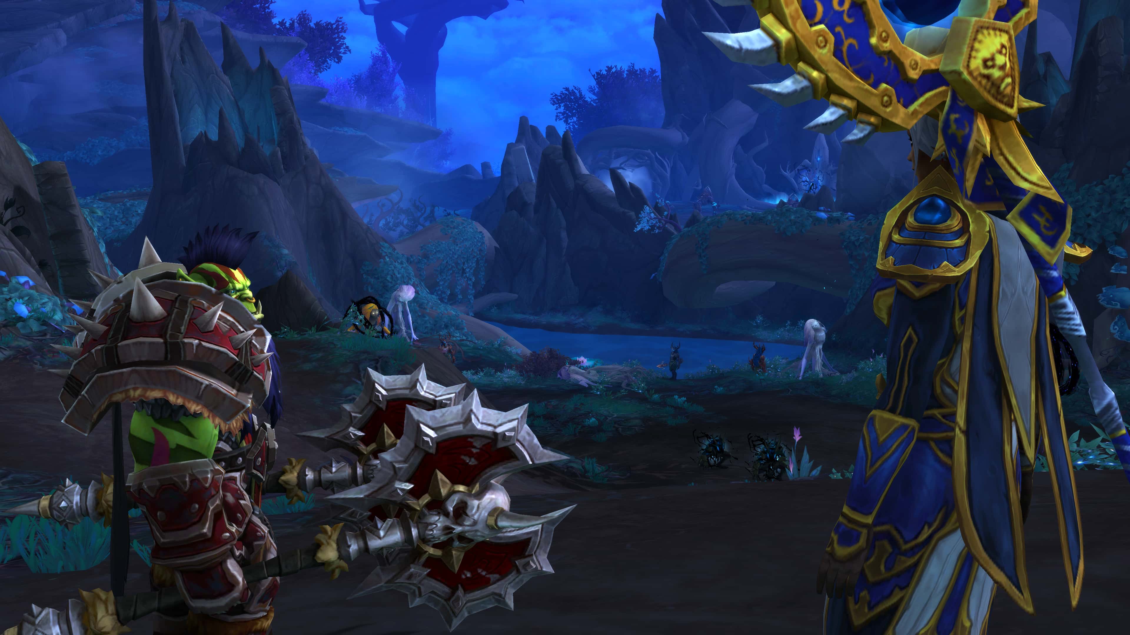 world of warcraft wow shadowlands 9.2.5 cross-faction raiding horde orc and alliance mage stand together