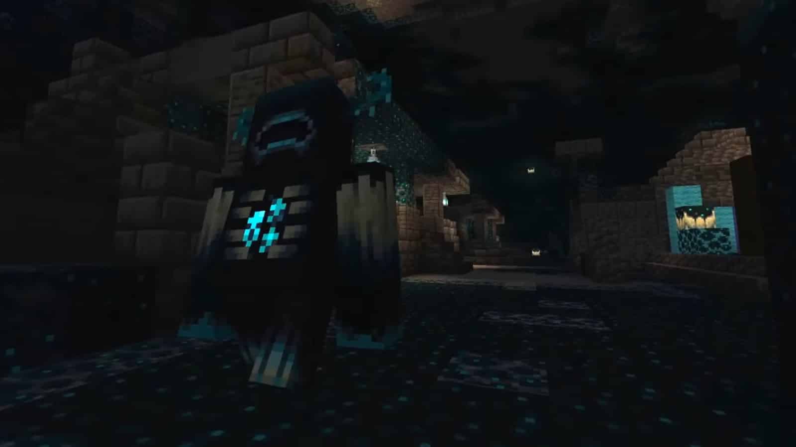 Minecraft's deep dark with a warden