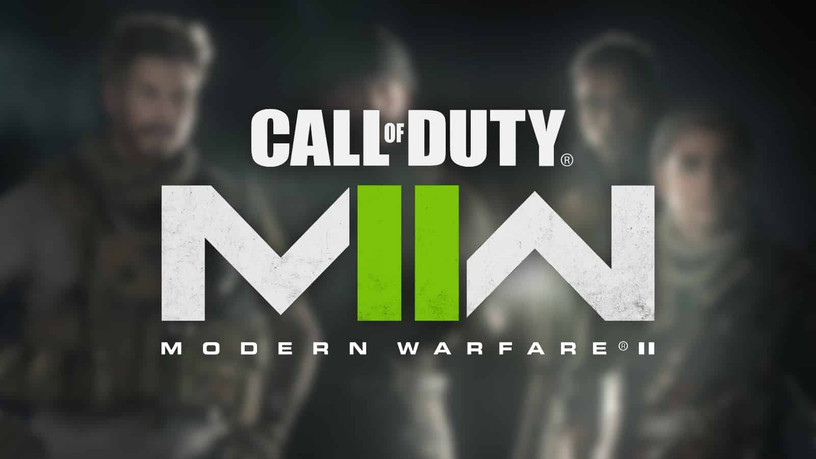Blurred Modern Warfare image with Call of Duty Modern Warfare 2 logo