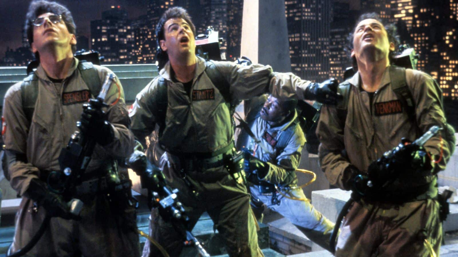 thr ghostbusters look up in their suits