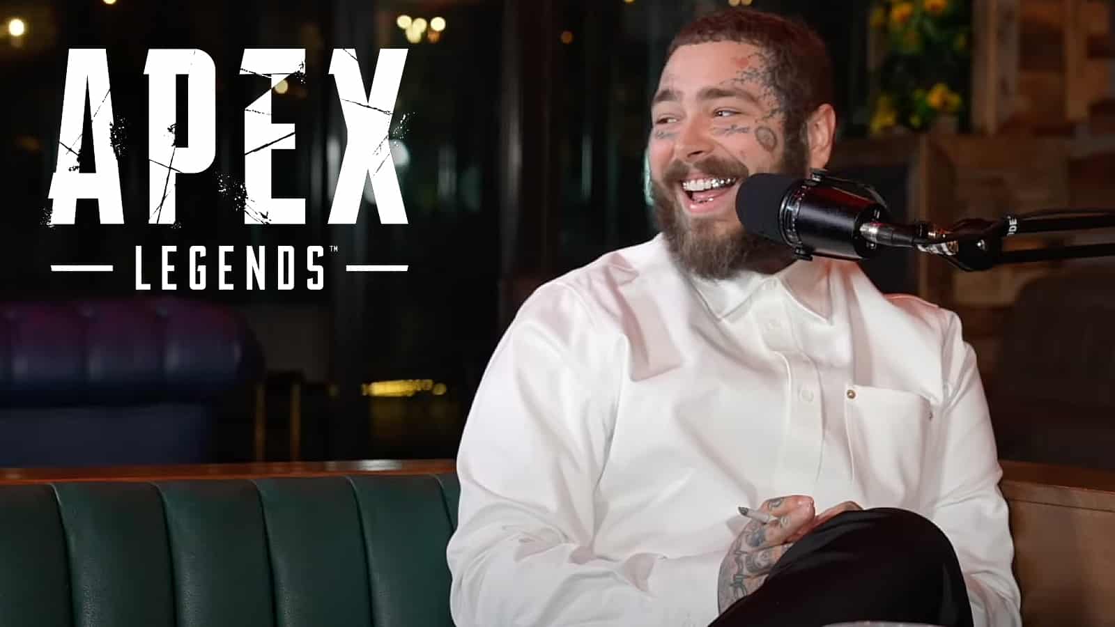 post malone smiling with apex legends logo in corner