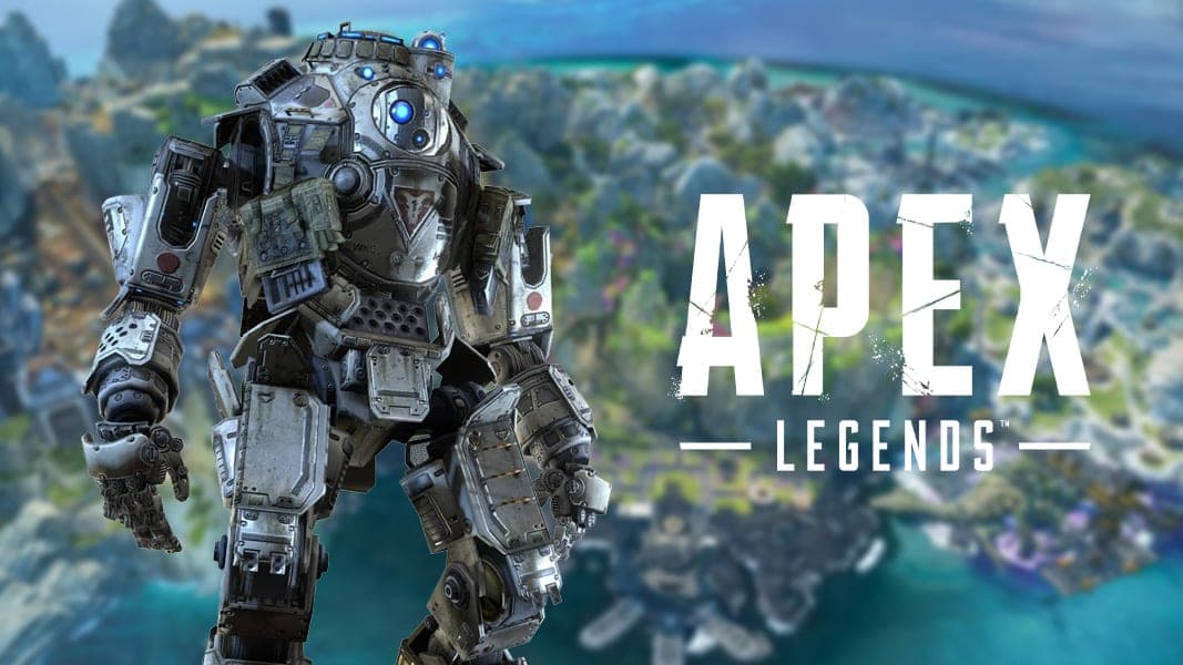 Titan and Apex Legends logo on Storm Point background