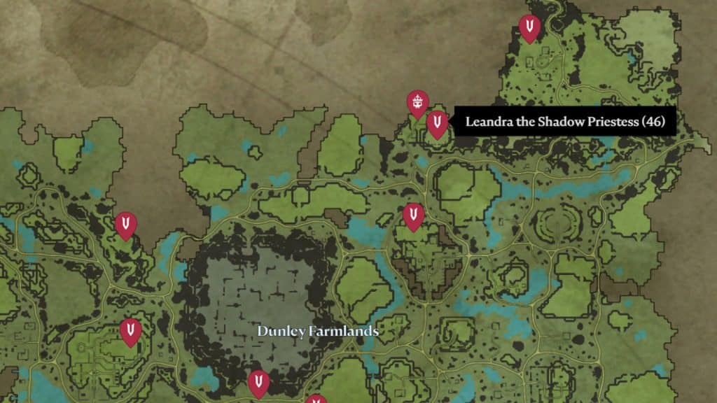 location of Leandra the Shadow Priestess in V Rising