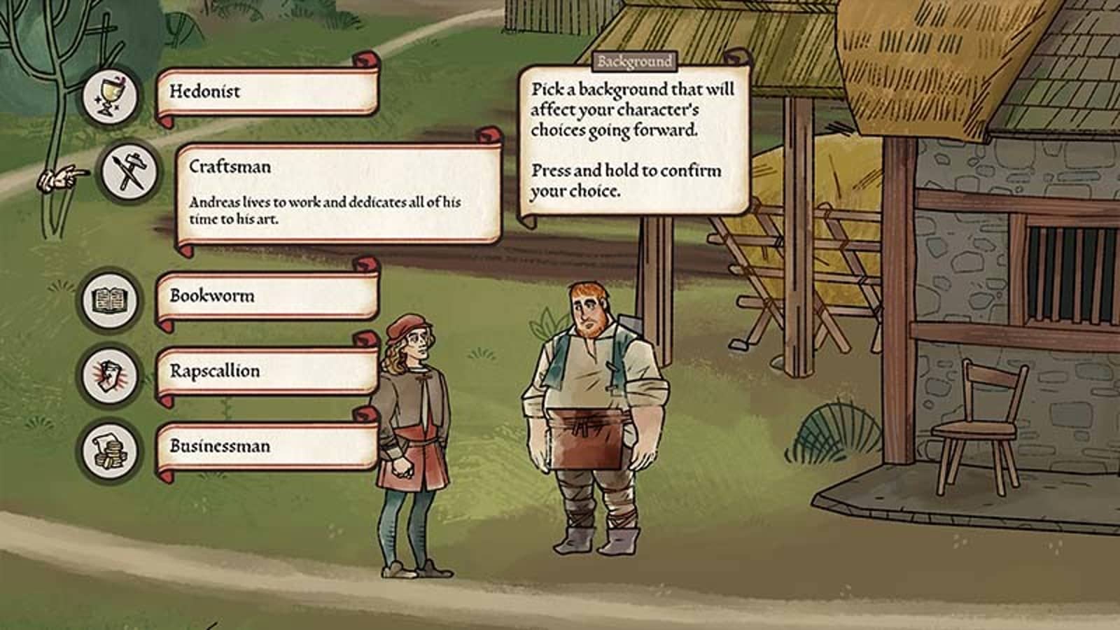 Pentiment screenshot showing dialogue choices