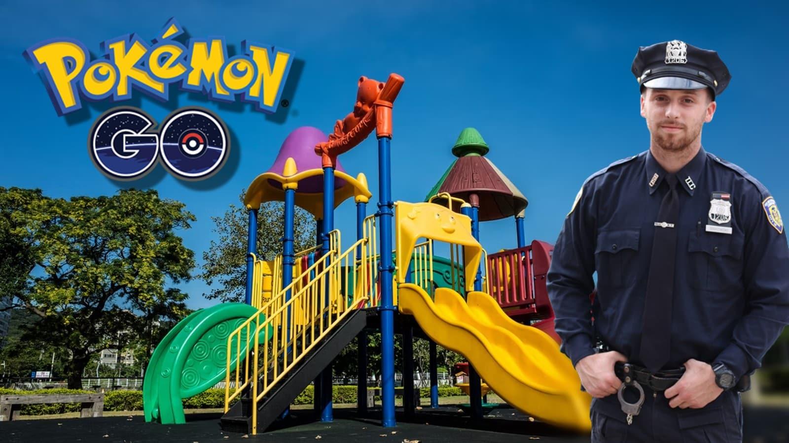 Pokemon GO players at a playground