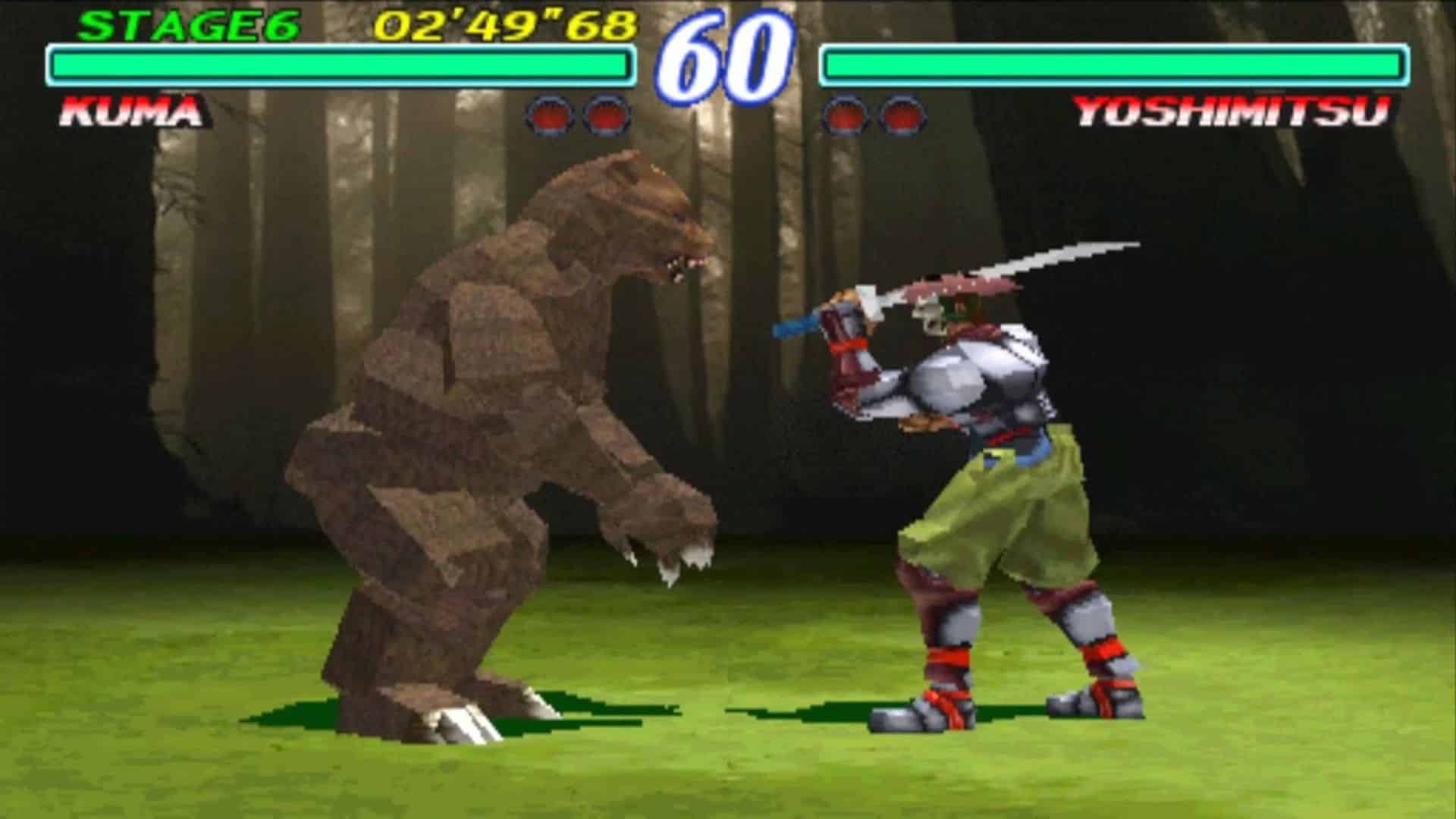 kuma fighting yoshimitsu in tekken 2