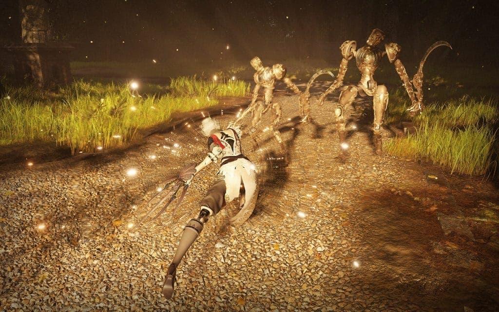 Steelrising screenshot showcasing combat in a garden area