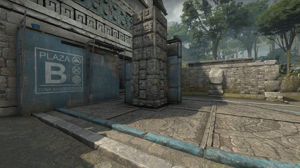 Ancient B Site with new pillar in CS:GO