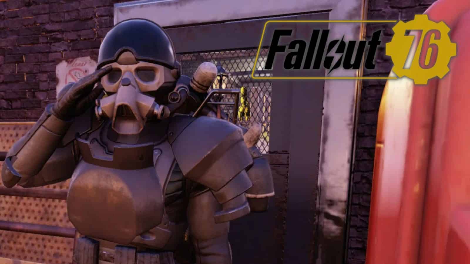 player posing in secret service armor in fallout 76