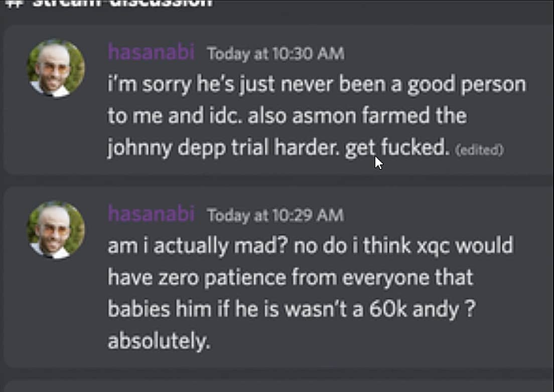 Hasan on discord about xQc