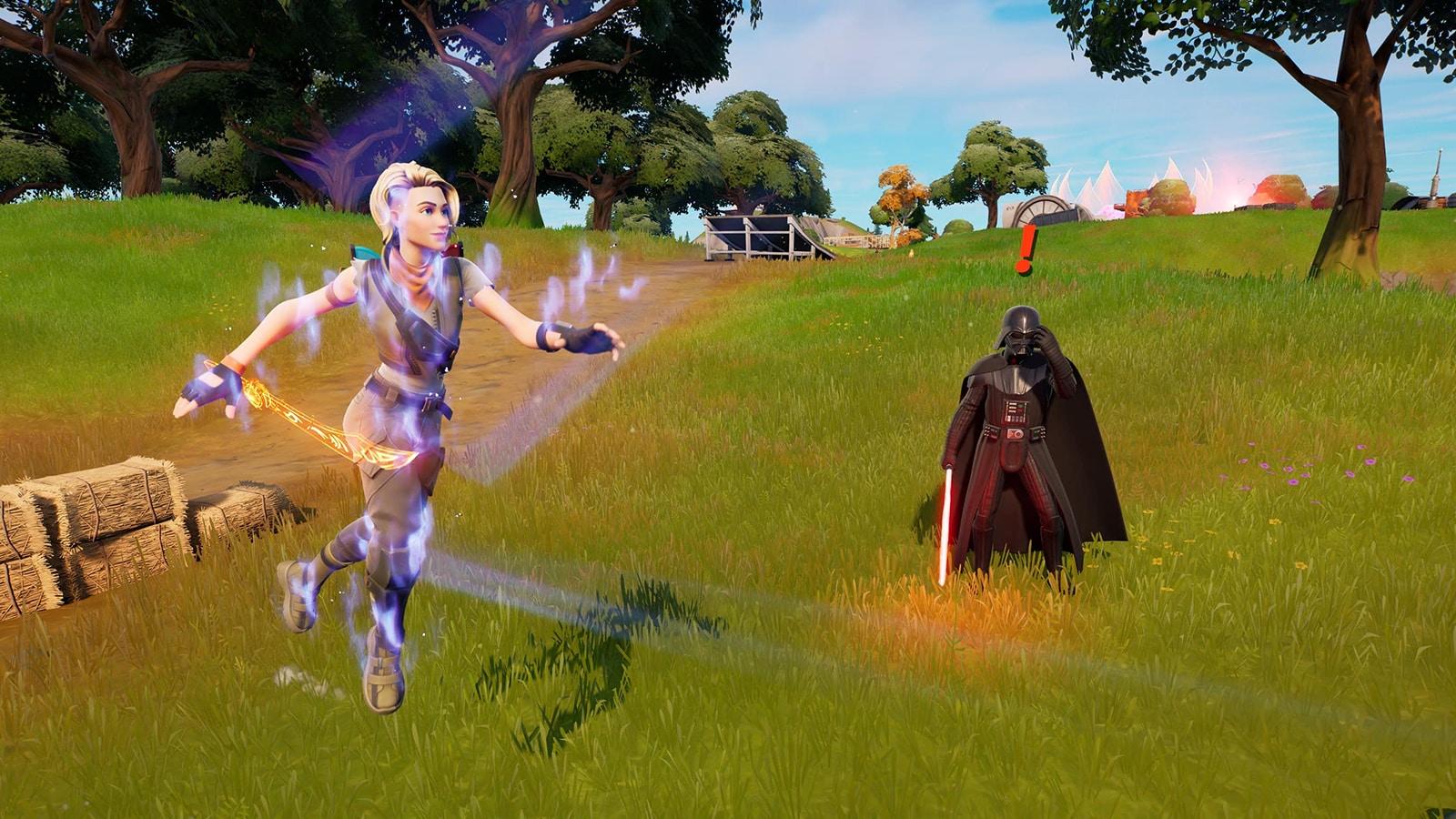 Darth Vader using the Force in Fortnite