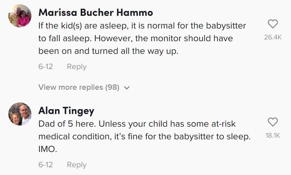 TikTok babysitting comments 1