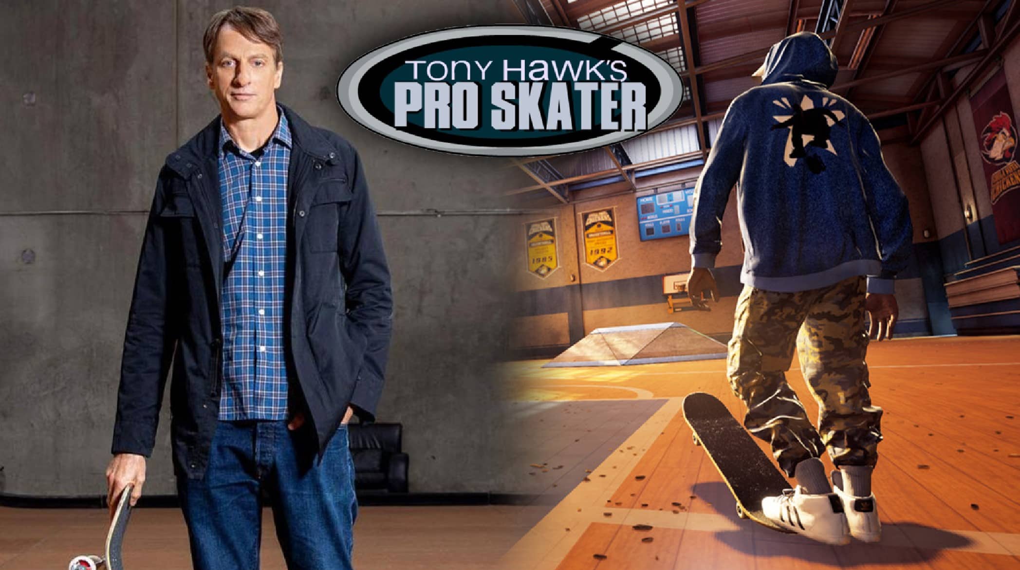 Tony Hawk next to Pro Skater gameplay