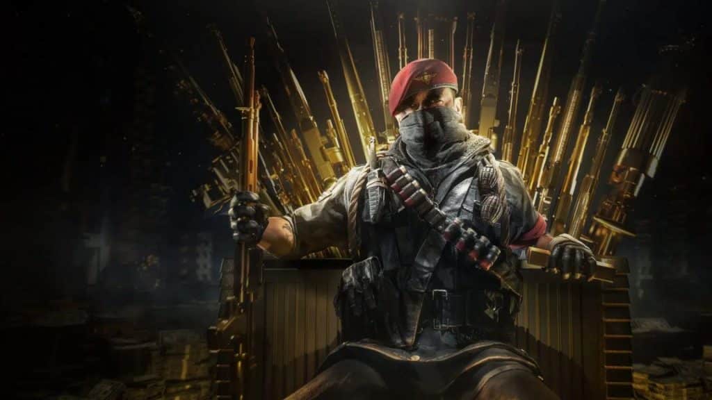 Warzone Operator sitting on a throne