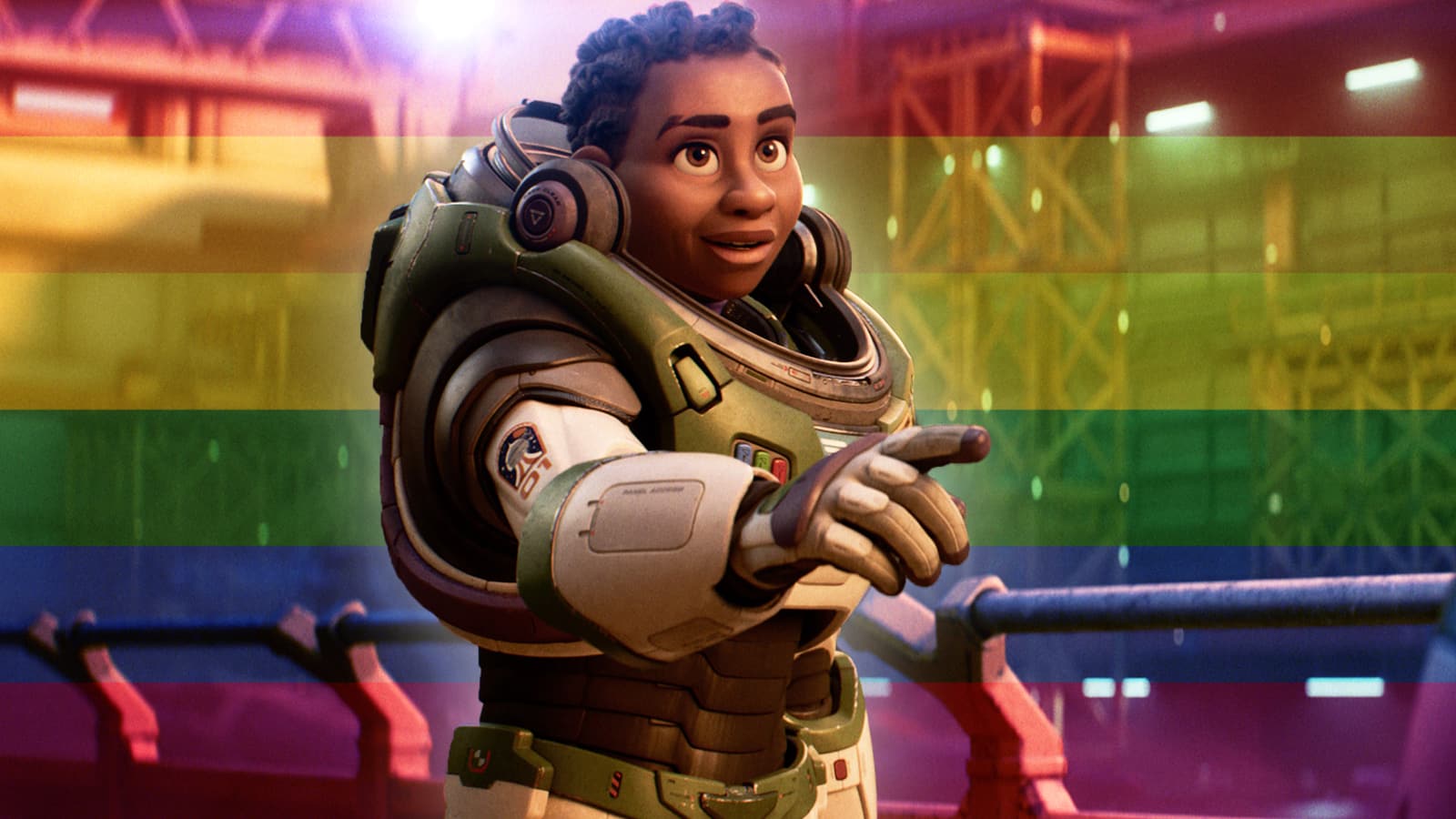 Queer character Alisha Hawthorne, who shares a gay kiss in Lightyear