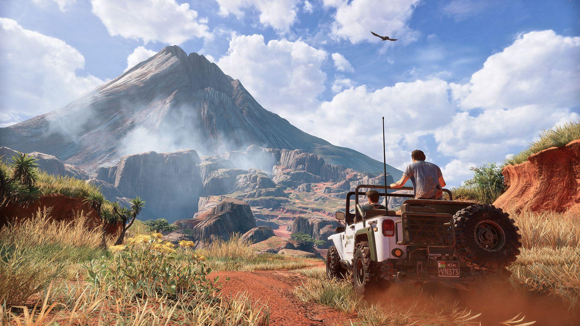 nathan drake and sam in jeep in uncharted 4