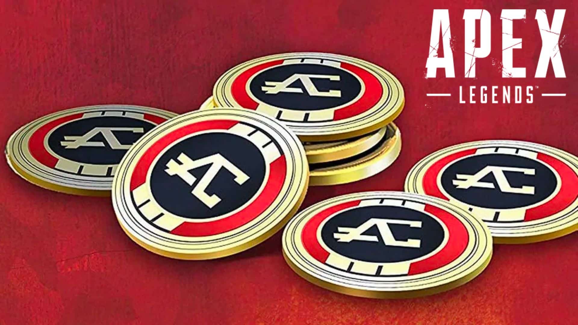 Apex Coins and Apex Legends logo on red background